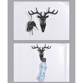 Gantungan Dinding Plastik Model Kijang Antlers Head Black Tanduk Hitam Putih Abu bentu gajah grey elegan hook tempelan dinding kamar mandi ruang kerja bentuk hewan estetik