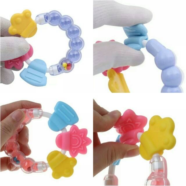 Teether Rattle Mainan Gigitan Anak Bayi Silikon / Mainan Genggam Gigit Kerincingan Bayi Teether Baby Silicone 3 12 Bulan Bpa Free-4