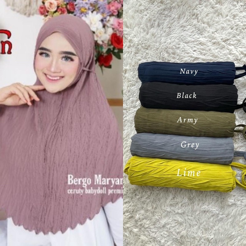 Bergo Padi, Bergo Instan Plisket Padi Zigzag, Hijab Instan