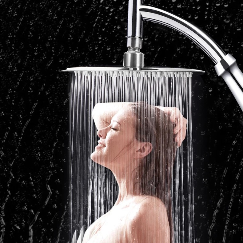 BATHE PROJECT Kepala Shower BESAR 8inch pancuran kamar Mandi bahan Stainless Steel seperti air hujan 8 inch Rainfall Shower Head Square Chrome Ceiling Rain Stainless Steel Showerhead Rainfall Shower Heads with handles