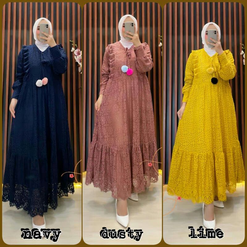 KIRANA POMPOM MIDI DRESS