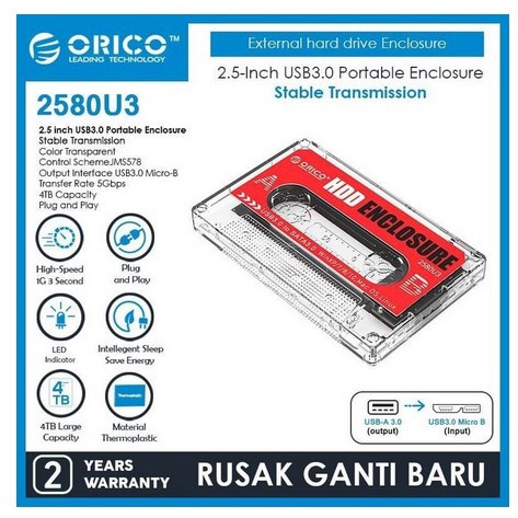 ITSTORE Casing Hard Disk External enclosure ORICO 2580U3 2.5 Inch USB 3.0 Case HDD 2580 Garansi Resmi 2 Tahun