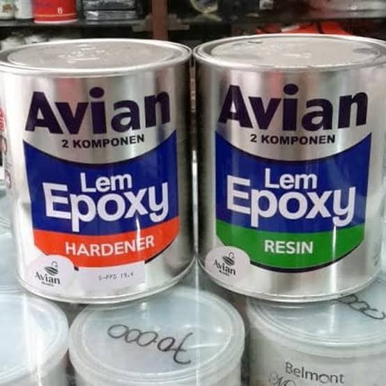 

LEM EPOXY AVIAN 2 KOMPONEN RESIN+HARDENER KAYU BESI KACA 1 KG x 2 KLG