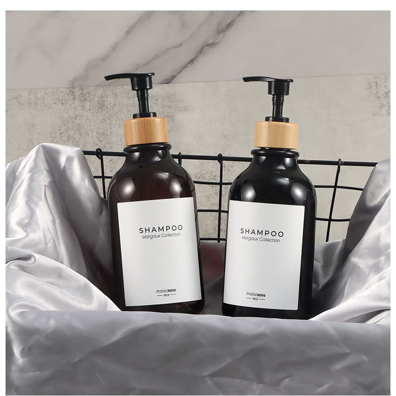 【RUMATIDY】Botol Sabun Cair Pump Tempat Sabun Estetik Hitam Putih Transparan 300mL 500mL