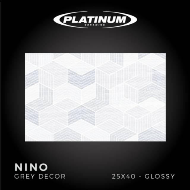  Keramik Dinding Platinum Nino Grey Decor 25 x 40 KW 3 