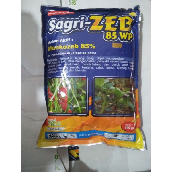 FUNGISIDA SAGRI-ZEB MANKOZEB 85WP ISI 800gr warna kuning