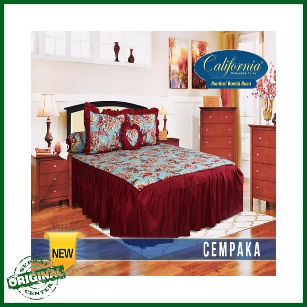 SEPRAI CALIFORNIA / SPREI CALIFORNIA RUMBAI CEMPAKA No.1 KING 180 SEPRAI BATIK BUNGA MERAH