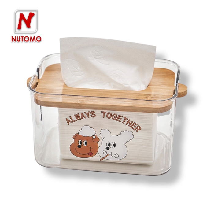 Tempat Tisu Akrilik Kayu Kotak Tissu Transparan Pendek Tissue Box