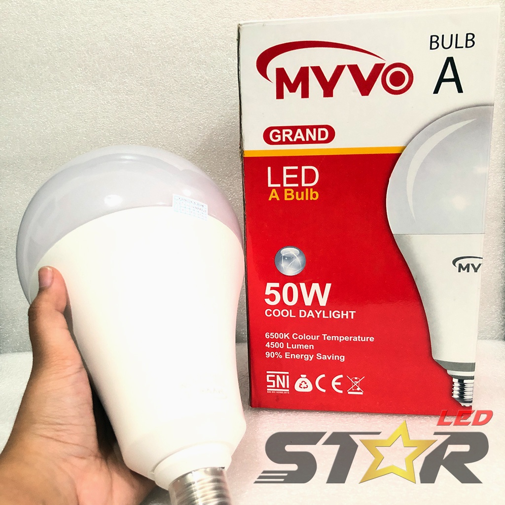 MYVO Grand Bulb A LED 50W Lampu Bohlam Bulat Murah Hemat Energi Irit Listrik Super Terang 50 WATT Star