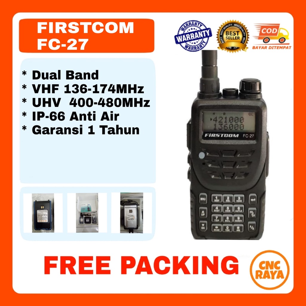 HT Firstcom FC 27 Dual Band VHF/UHF Garansi 1 Tahun Walkie talkie / H T Fistcom FC27 DualBand Handy talky / Hate FC-27 Dual-band Radio Komunikasi Walky talky Handie talkie