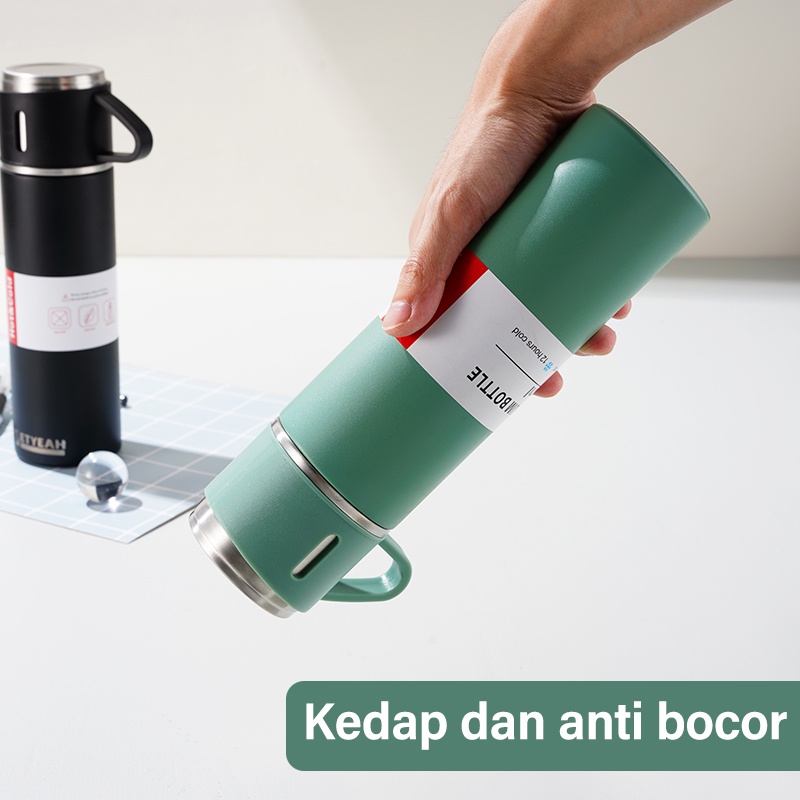 Letyeah &amp; Kaizenliving Botol Air Minum Thermos 500ML Stainless Steel Vacuum Cup portabel/Termos Air Panas Dingin