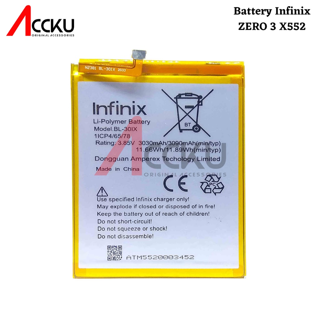 Baterai infinix zero 3 battery infinix X552 battery infinix BL-30IX