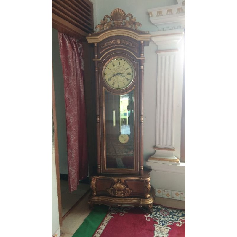 Almari Jam Hias Kayu Jati Jam Berdiri Kayu Jati Jam Hias Ukiran Jati Jepara SOFIART FURNITURE