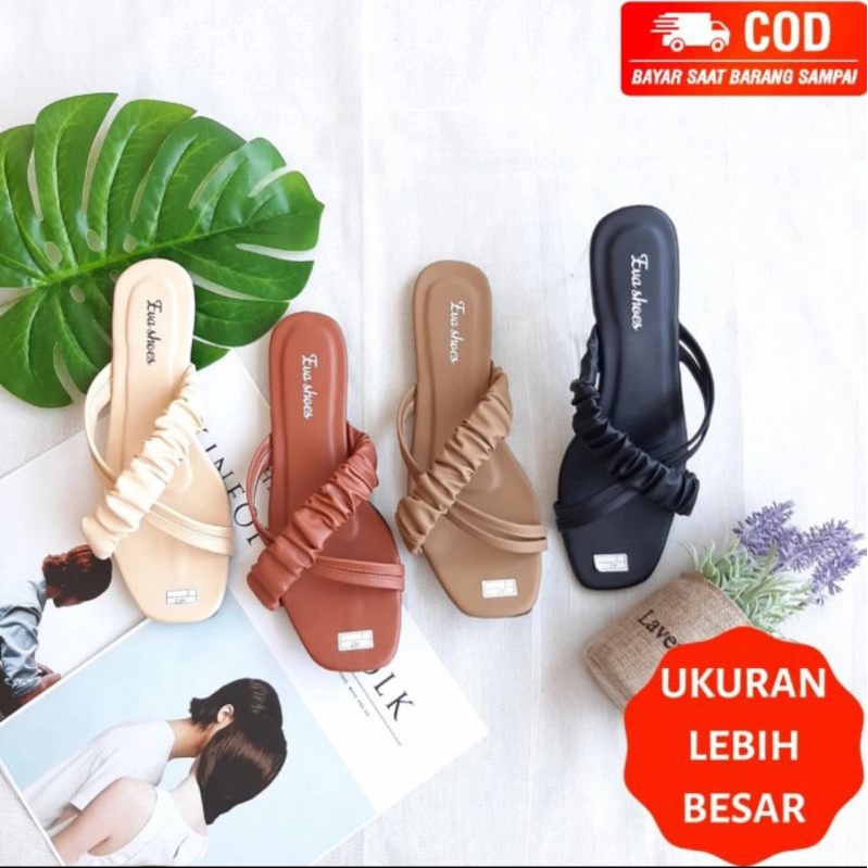 41-43 BIG SIZE UKURAN IMPORT FELICIA Selop silang Sandal Cewek Eva Shoes  JUMBO (H244)