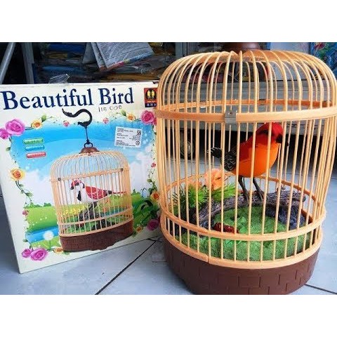 Mainan Beautiful Bird pajangan dekorasi aksesoris burung sangkar bulat Ukuran Besar sensor suara