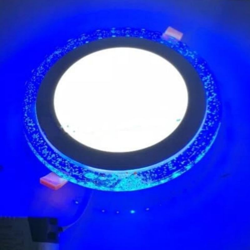 Lampu Downlight panel 2 warna Led.bulat putih biru 12w+4w inbow lampu panel