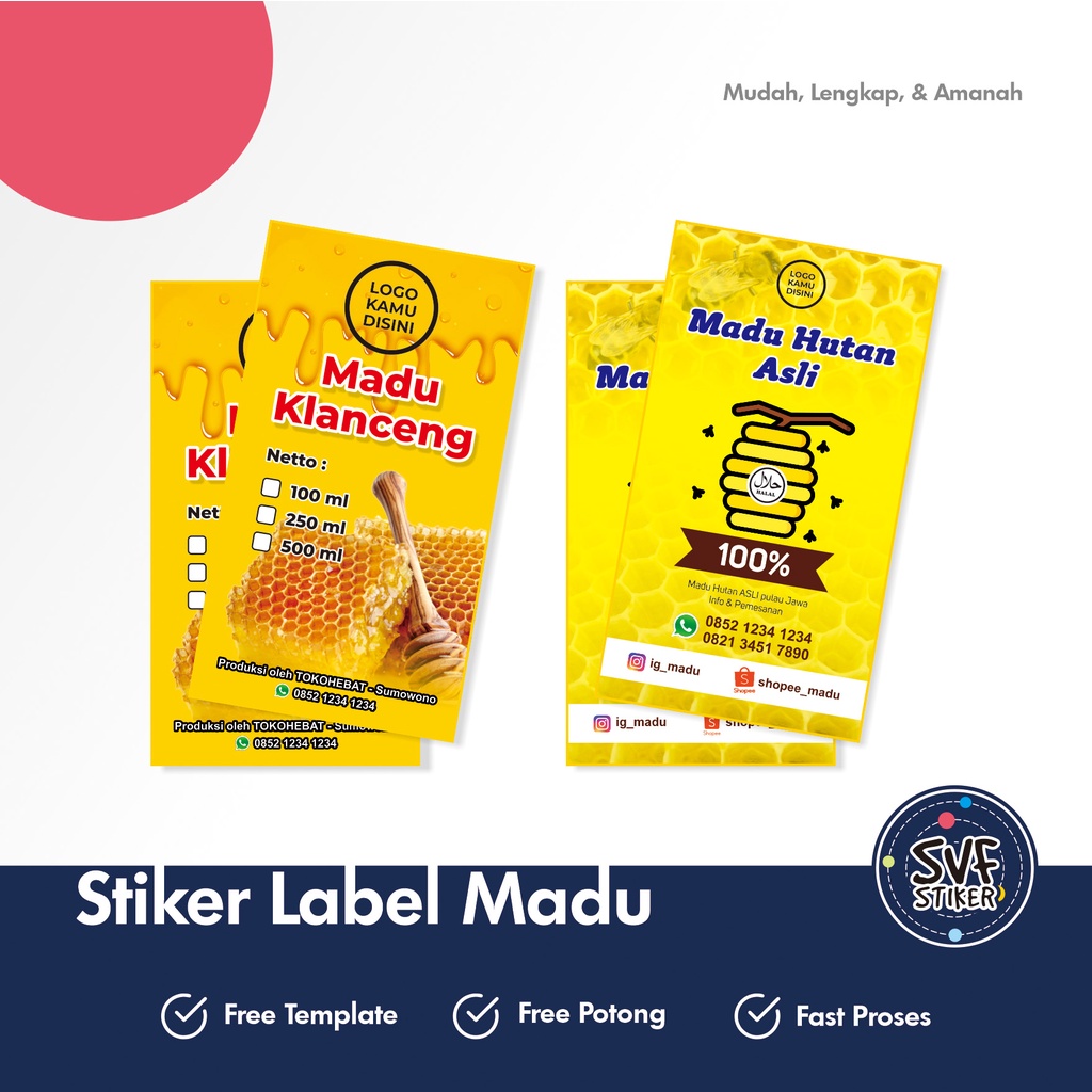 Stiker / Sticker Label Produk Madu