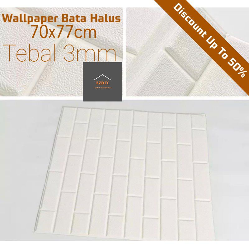 Wallpaper Motif Kulit Jeruk / Wallpaper 3D Model Bata Halus Warna PUTIH 70x77CM TEBAL 3MM / Wallpape