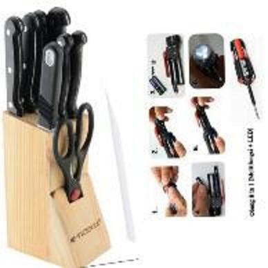 Pisau Set Dapur VICENZA Isi 8 Pcs Ju Yi + Talenan / Pisau Dapur