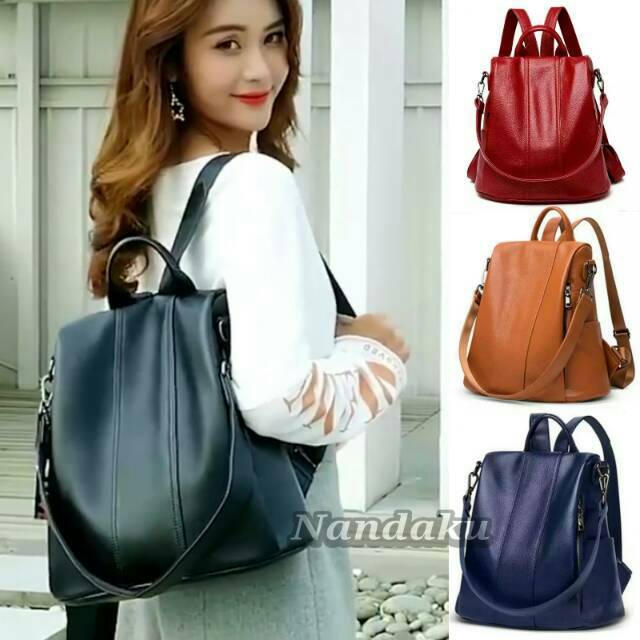 DISTRO  Klub New Arrival - Tas Ransel Canvas IAC Backpack Up to 13 inch - Tas Sekolah Tas Wanita Daypack