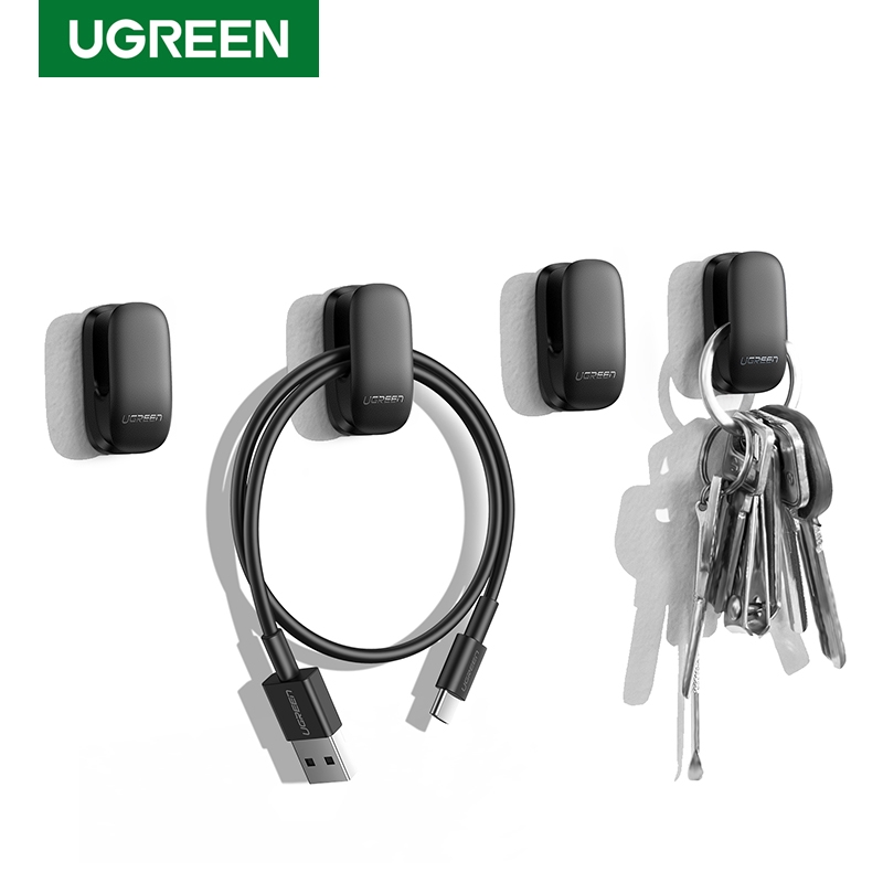 【Stok Produk di Indonesia】Ugreen 4pcs / Set Kait Gantungan Organizer Kabel Charger / Headphone / Usb / Tas Untuk Rumah / Kantor / Mobil