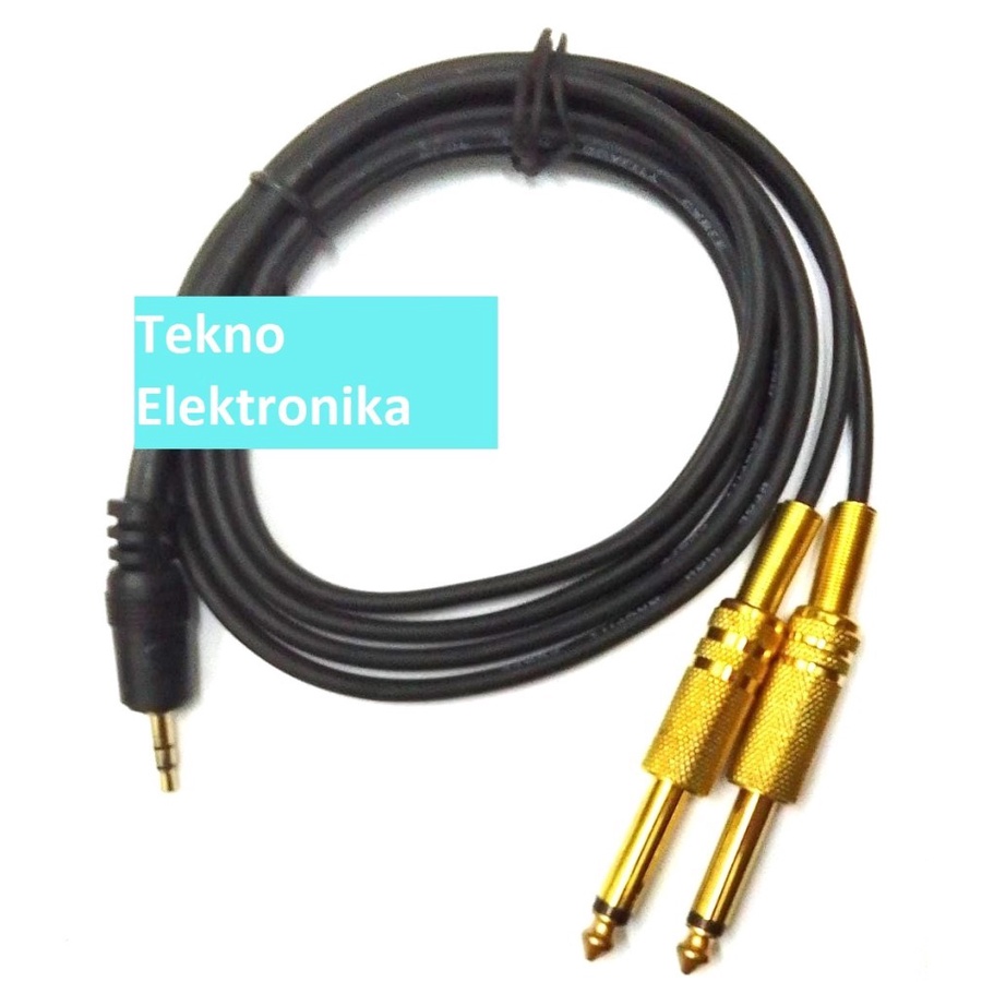 Kabel Audio HP ke Mixer Jek 3.5 Stereo to Cabang 1/4 TS Mono 5 Meter