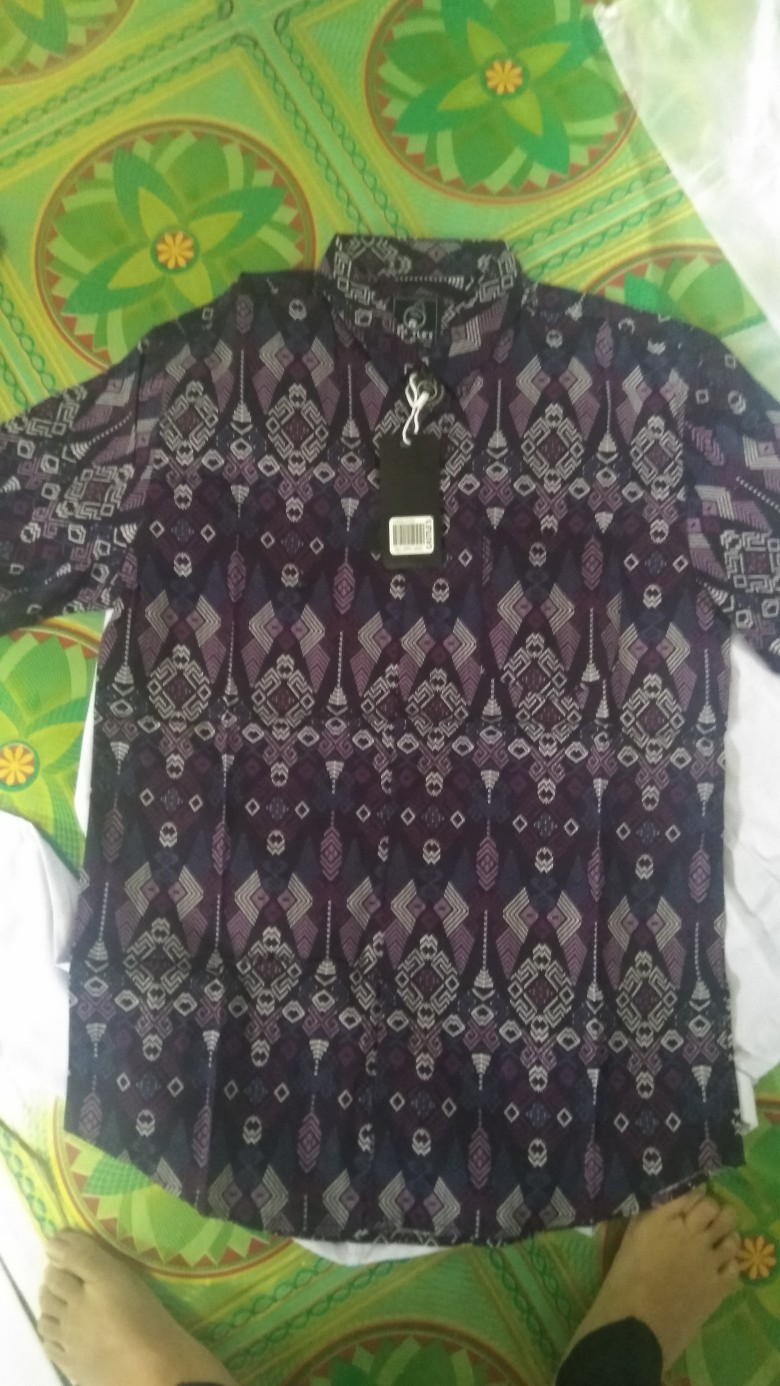Babedo Kemeja Batik Slimfit Pria Motif Purple Torpedo Lengan Panjang Premium