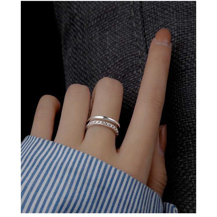 Opening Double-layer Parallel Adjustable Ring Female Ins Simple Personality Simple Ring Female Fashion Sweet Heart Jewelry