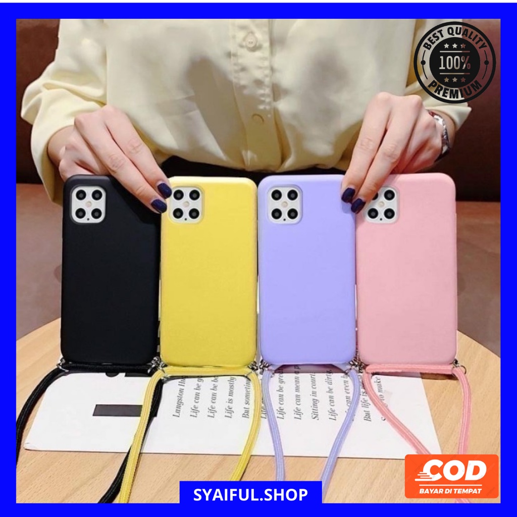 OPPO A16E/A16K PREMIUM SILIKONE CASE LANYARD TALI SEWARNA
