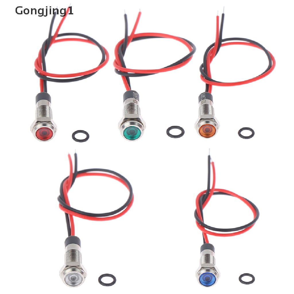 Gongjing1 P67 Lampu Indikator Peringatan led 6mm 3v 5v 6v 12v 24v 220v Anti Air Bahan metal