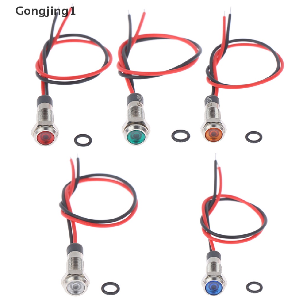 Gongjing1 P67 Lampu Indikator Peringatan led 6mm 3v 5v 6v 12v 24v 220v Anti Air Bahan metal