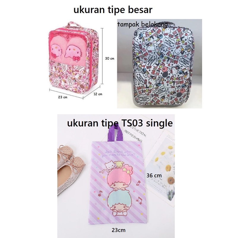 Tas Sepatu Organizer Travel Shoe Bag Penyimpanan Hello Kitty Melody Tsumtsum Duffy TS03