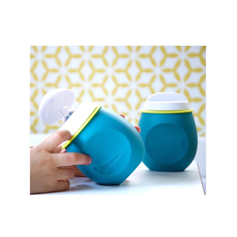 Beaba Baby Squeeze 2 In 1 - Blue Tempat Makan Bayi Silicon