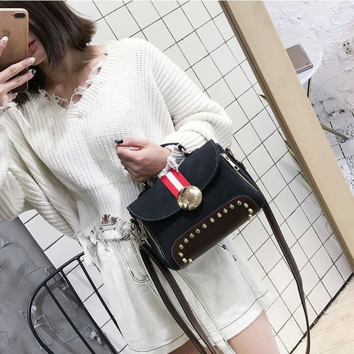 Tas import wanita selempang tali kecil wanita F27034 kulit sintetis