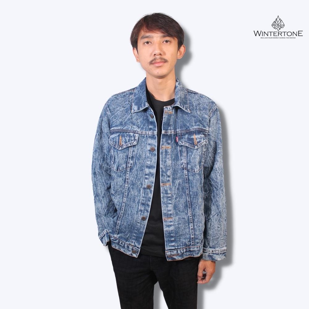 Jaket Jeans Denim Lepis Snow Dust Maroon Washing Jacket Fashion Pria Jket Jins Cowok Original Distro