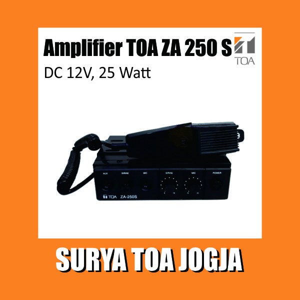 Ampli TOA ZA-250 ZA 2505 ZA 250 S Car Amplifier 25 Watt W Sirine Dan Microphone DC 12 V 12 Volt