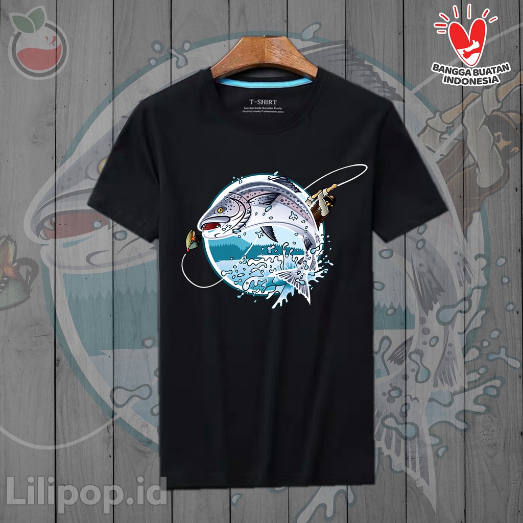 Lilipop Kaos Tshirt  Pria Mancing Mania Fishing Baju Distro Basic Lengan Pendek Cowok Kasual