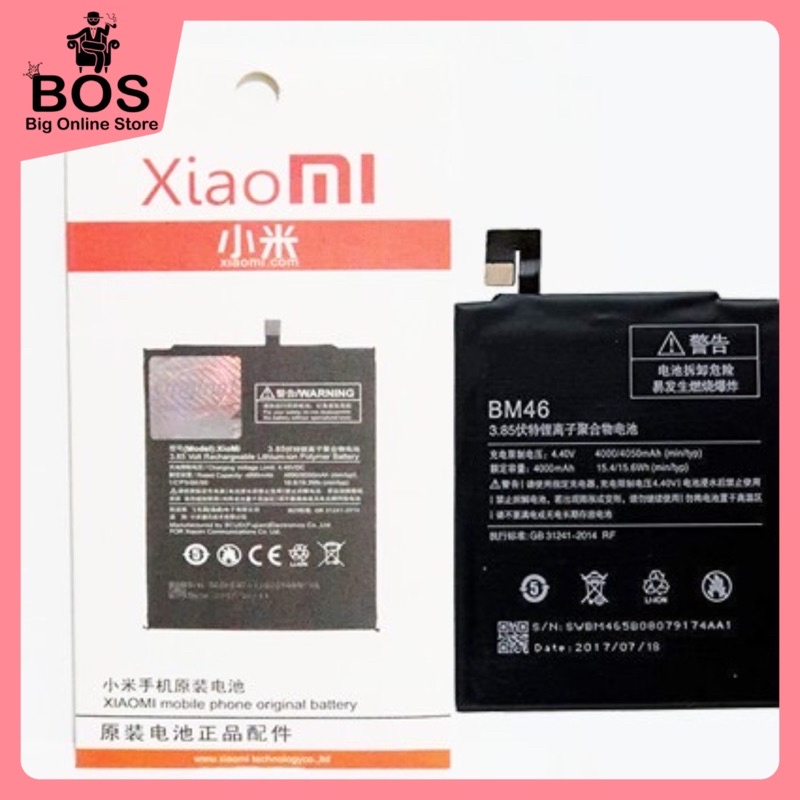 BOS - Baterai Xiaomi REDMI NOTE 3/BM46 | Battery Batre HP