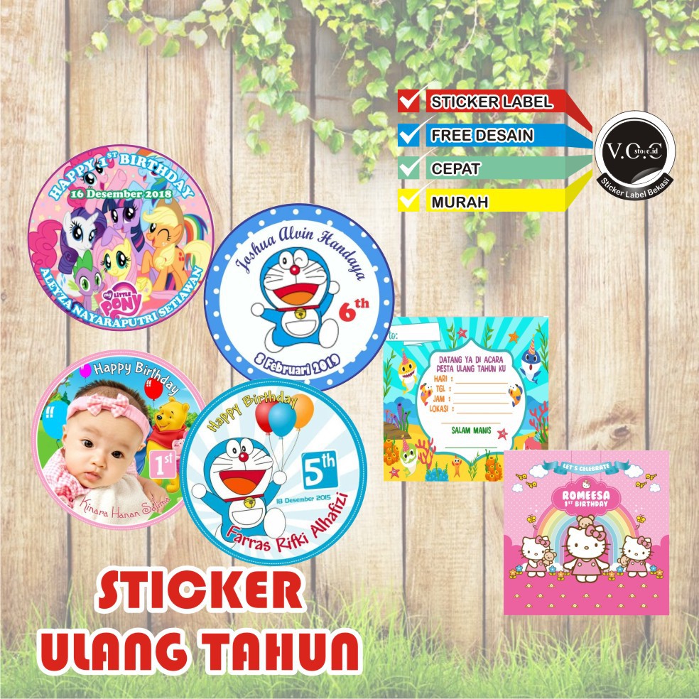 STICKER ULANG TAHUN BAHAN VINYL GLOSSY WATERPROOF