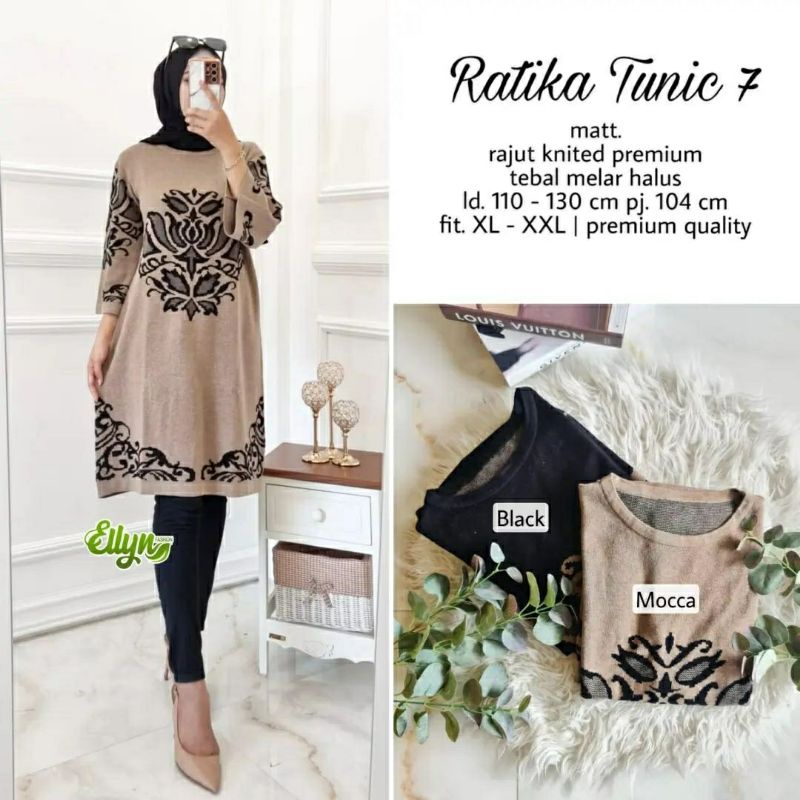 Ratika Tunic #7, TUNIK RAJUT JUMBO CANTIK FIT XL-XXXXL LD 110-130 BAHAN RAJUT KNITED PREMIUM OOTD