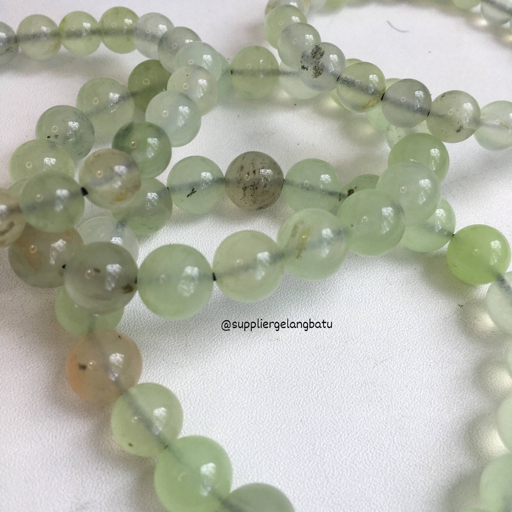 gelang batu GREEN QUARTZ 8mm KUARSA BENING premium hijau termasuk BOX