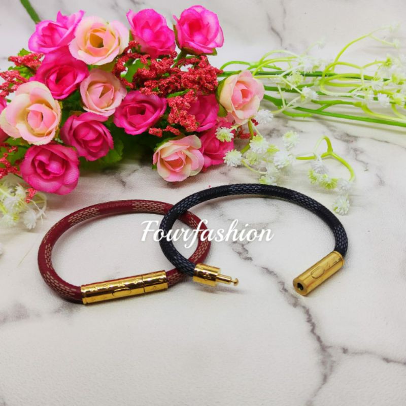 Fourfashion Gelang Tangan Titanium Kulit Pencet Premium TH018