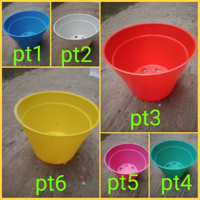 Pot plastik warna warni