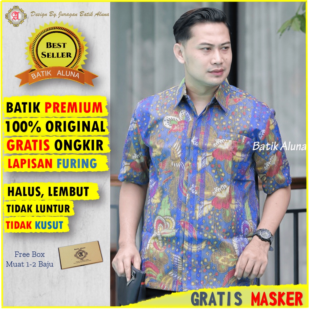 Kemeja Batik Alisan Lengan Pendek Atasan Premium Batik Keris Pria Lengan Pendek Mensbatik Slimfit Ba