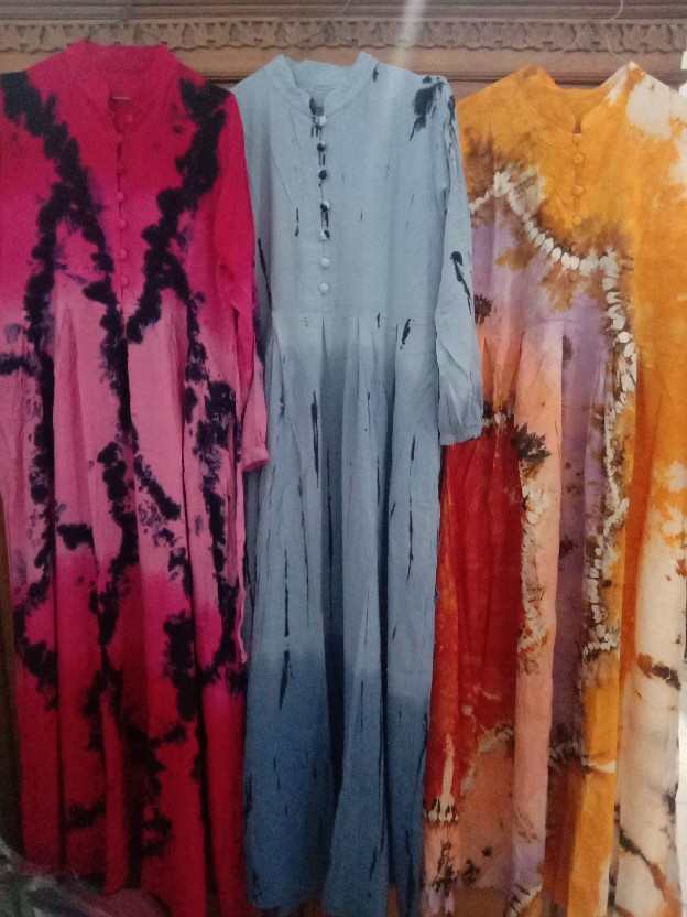 New Arrival Gamis Twill Rayon Original Pelangi Gamis Twill Tiedye Gamis Ori Ar Batik Super Abstrak