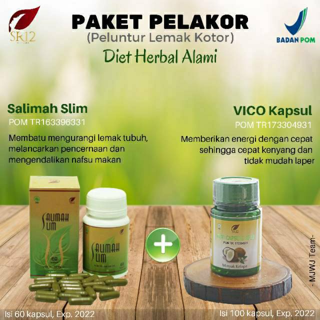 SR12 Paket Pelakor ( Peluntur Lemak Kotor) / Pelangsing Herbal / Diet Alami / BPOM