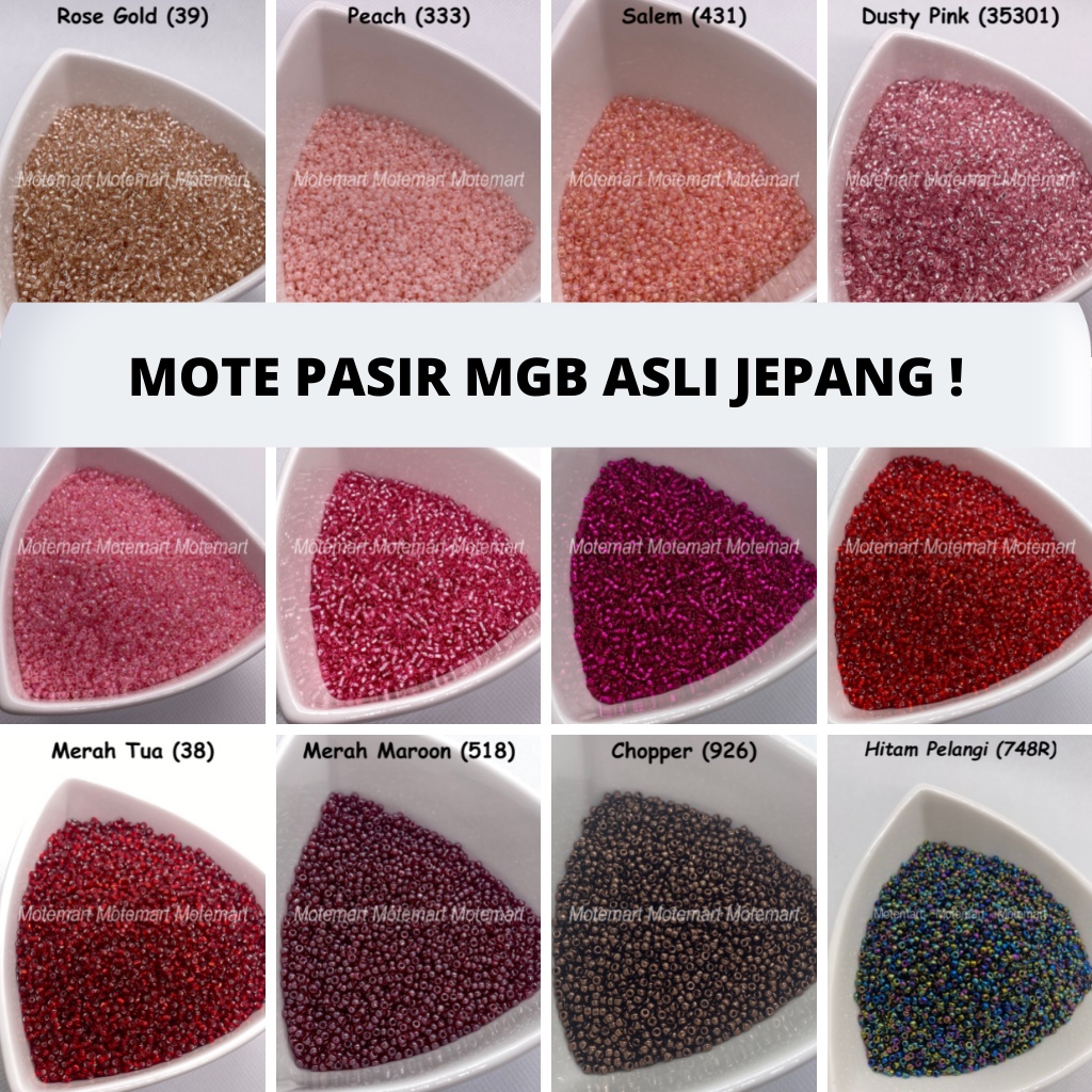 Mote Payet Manik Pasir MGB Asli Jepang per 15 gram Part 2 WARNA PINK ROSEGOLD FANTA MERAH TUA MAROON