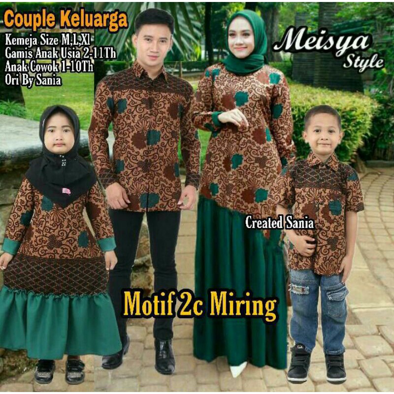 BATIK COUPLE KELUARGA sania ruffle ori ndoro jowi dnt motif Rampel hijau-Pedati hijau