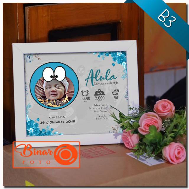 Desain Foto Biodata Bayi Doraemon, SOFT FILE + BINGKAI siap pajang