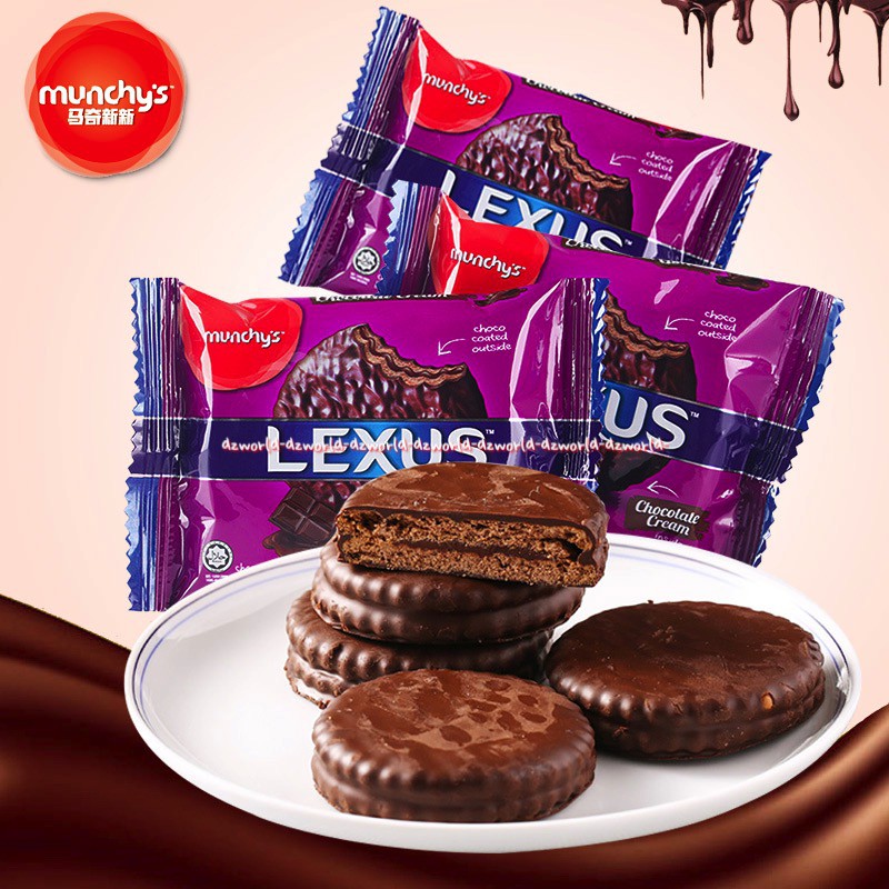 Lexus Chocolate Cheese Cream Munchys 10pcs Biskuit Krim Cokelat Keju